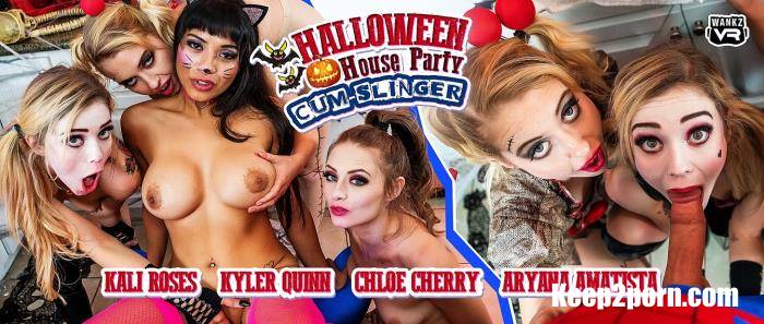 Aryana Amatista, Chloe Cherry, Kali Roses, Kyler Quinn - Halloween House Party: Cum-Slinger [WankzVR / FullHD / 1080p / VR]