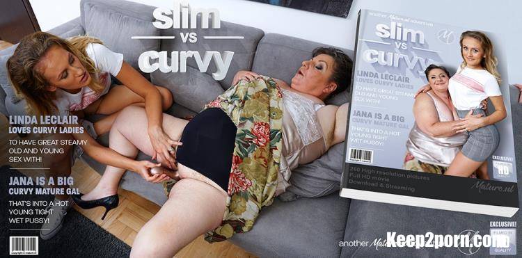 Jana (58), Linda Leclair (22) - Hot slim babe licking an unshaved big breasted mature BBW Lesbian [Mature.nl / FullHD / 1080p]