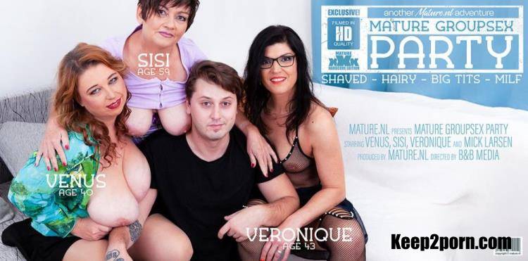 Mick Larsen (27), Sisi (59), Venus (40), Veronique (43) - A mature groupsex party with big breasted Venus, hairy Sisi and MILF Veronique [Mature.nl / HD 1060p]