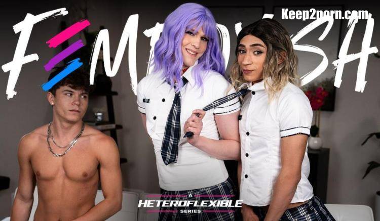 Drake Von, Ander Wolfe, Sage Roux - Schoolgirl Femboy Gets Spitroasted By Bestie And BF [AdultTime, Femboyish / FullHD 1080p]